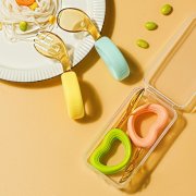 儿童心形叉勺套装批发母婴喂养餐具PPSU硅胶勺叉
